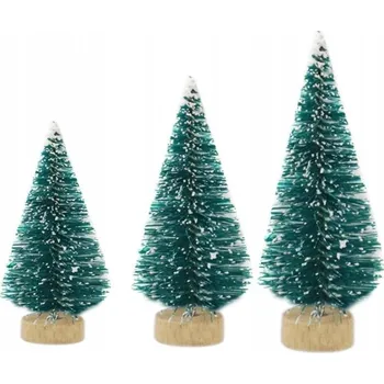 Vánoční dekorace ZELENÉ MINI VÁNOČNÍ STROMEČKY SADA NA KMENI 3KS