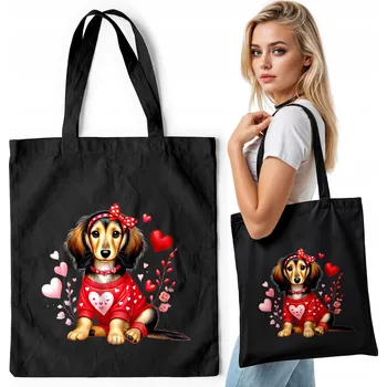 Černá bavlněná nákupní taška – JEZEVČÍK VE SVETRU