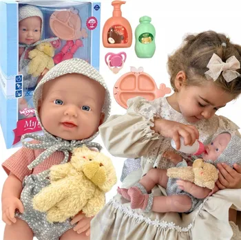 Panenka HRAČKA PRO DÍTĚ panenka miminko 36 cm s medvídkem Oblečení Příslušenství pro krmení