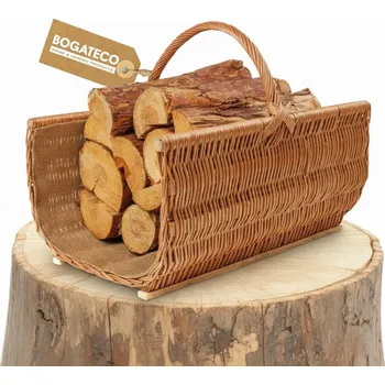 KOŠ NA DŘEVO KE KRBU 60 x 47 CM VELKÝ PLETENÝ KOŠ Z Proutí S JUTOU