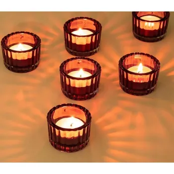 Svícen Skleněné dekorativní svícny na čajové svíčky tealight, vintage styl, 12 Ks, bronzová barva