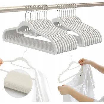 Věšák Věšák sametový Severno bílý závěsný 20 ks