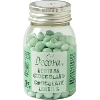 Jedlá dekorace na dort Decora čokoládové mini lentilky mátově zelené (80 g)