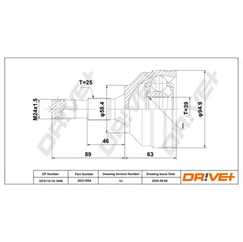 Hřídel nápravy Sada kloubů, hnací hřídel Dr!ve+ DP2110.10.1898