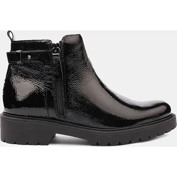 Dámské mokasíny Baťa dámské kotníkové boty z lakované kůže s ozdobným zipem černé, vel. 37