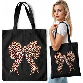 Nákupní bavlněná taška černá – PANTERKA POKLONA LEOPARD MAŠLIČKA