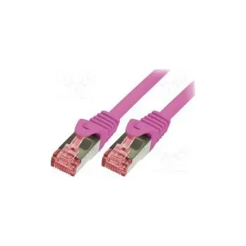 Kabel Patch cord S/FTP 6 lanko Cu LSZH růžová 2m 27AWG