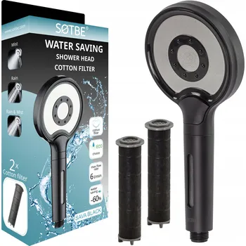 Sprchová hlavice Sprchová Hlavice s filtrem černá úsporná 6 l/min SOTBE SAVA BLACK