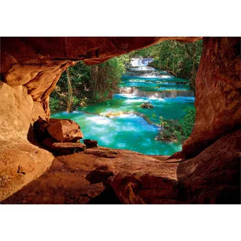 Fototapeta Fototapeta VÝHLED Z JESKYNĚ Vodopád Příroda 254x184