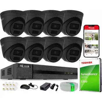IP kamera Sada IP monitoringu 4MPx s 8 kamerami PoE IPC-T241H-C BLACK HiLook Hikvision
