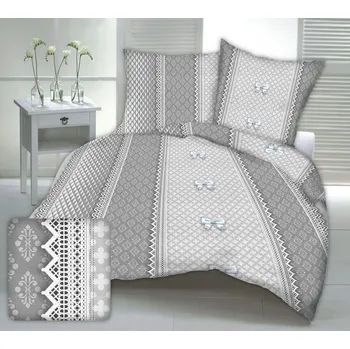 Povlečení Krepové povlečení 140x200 vzor šedá krajka s mašlemi