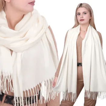 Šála Dámská šála teplá ecru prémiová kvalita