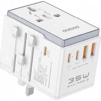 Cestovní adaptér / Nabíječka Dudao A35Pro 35W EU UK AUS US 3x USB-C 2x USB-A