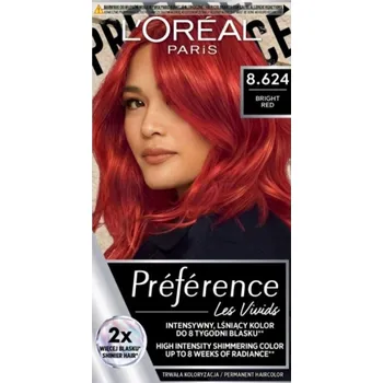 Barva na vlasy Loreal Preference Vivid Colors permanentní barva na vlasy 8.624 Bright Red (Jasně červená)