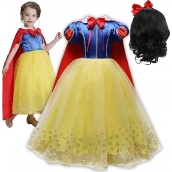 Karnevalový kostým OBLEČENÍ KOSTÝM ŠATY SNĚHURKA PLEŠÍ KARNEVAL 128 / 134