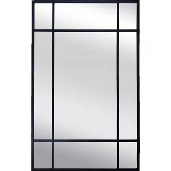 Zrcadlo Zrcadlo závěsné v černém rámu s příčkami 70x100 INDUSTRIAL II