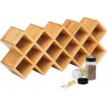 AUTUMNDEER Bambusový Organizér na Koření s 18 Sklenicemi
