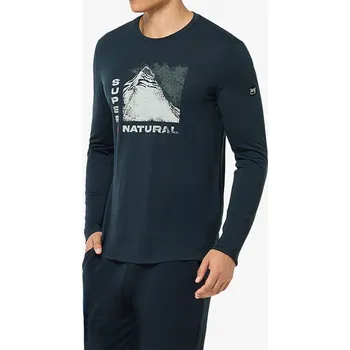 Pánské tričko PÁNSKÉ TRIČKO SUPER.NATURAL MOUNTAIN MERINO VLNA DLOUHÝ RUKÁV TMAVĚ MODRÁ VEL. M