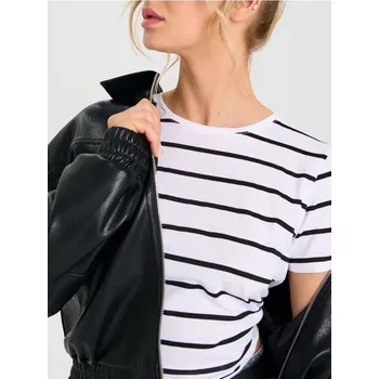 Dámská móda Sinsay - Bavlněné pruhované tričko - jiné - 001HB-ML2 - 001HB-ML2-XS