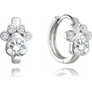 Náušnice MINET Stříbrné náušnice TLAPKY s bílými zirkony