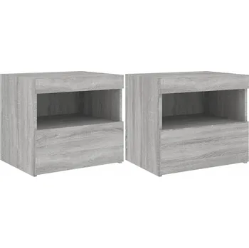 Noční stolek Noční stolky s LED osvětlením šedý dub sonoma 50 x 40 x 45 cm