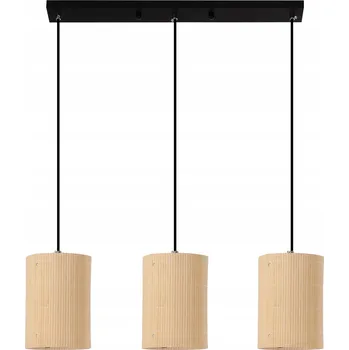 Bambusová závěsná lampa, boho styl, 3 žárovky, patice E27, bambus, šířka 60 cm