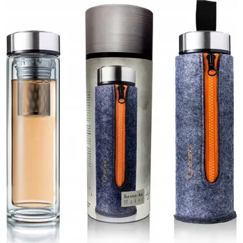 Termoska CREANO Láhev na čaj se sítkem, termoska s plstěným pouzdrem, zelená, 400 ml