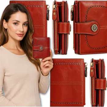 Peněženka PORTFEL DAMSKI PENĚŽENKA ELEGANTNÍ ČERNÁ NA KARTY A MINCE DÁREK