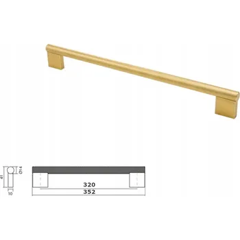 Nábytkové kování Nábytková úchytka klasická zlatá matná 35,2 x 1,4 x 4,1 cm