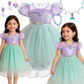 Karnevalový kostým KOSTÝM MOŘSKÉ PANNY ARIELKA MALÁ MOŘSKÁ VÍLA ŠATY KOSTÝM KARNEVALOVÝ PLES 110 116 CM