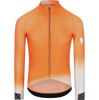 cyklistický dres Q36.5 Cyklistický dres Gregarius Hybrid Collar Fade long sleeve jersey podzim, ZIMA Oranžová M Pánské