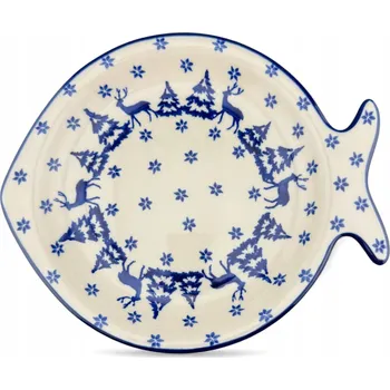 Talíř Talíř ryba, mísa kulatý Zima dek. 1931X Keramika Bolesławiec