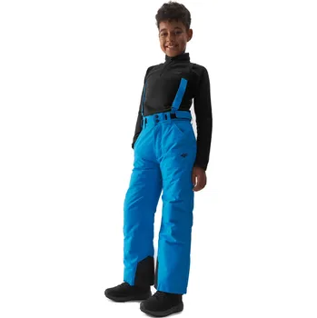 Snowboardové kalhoty Chlapecké lyžařské kalhoty 4F JUNIOR-TROUSERS FNK-JAW23TFTRM358-35S-TURQUOISE Modrá 146