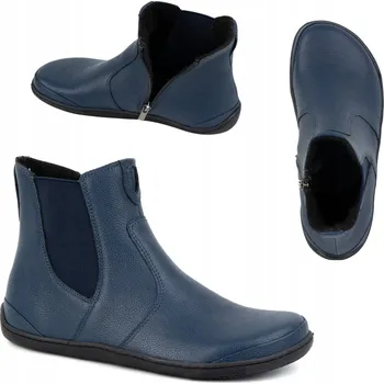 Dámská zimní obuv Dámské barefoot kotníkové boty se zipem zateplené 1263 tmavě modré 41