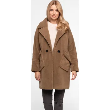 Dámský kabát Béžový dámský raglánový kabát BLH 201016 F Velikost: M