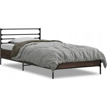 Postel Rám postele 203 x 101,5 x 74 cm, hnědý dub, kov, překližka