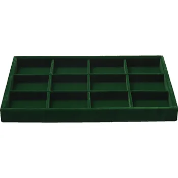 Šperkovnice OIRLV Zelená Sametová Šperkovnice / Podnos s 12 Přihrádkami