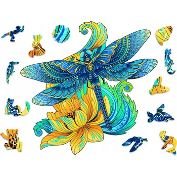 Obraz Puzzle Dřevěné Premium pro dospělé Vážka L Dárek Vánoce Zvířata