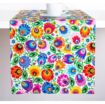 ubrus Běžec na stůl Folkstar bavlněný, vícebarevný, květinový vzor, 140 x 40 cm