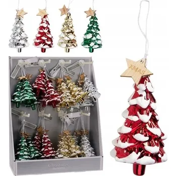 Vánoční dekorace Ozdoba na stromeček červená zelená stříbrná zlatá 12 cm 4 ks