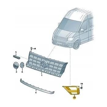 Nárazník NOVÁ MŘÍŽKA / ZÁKLADKA NÁRAZNÍKU LEVÁ VOLKSWAGEN CRAFTER 17-