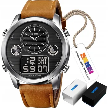 Hodinky Exkluzivní Pánské Hodinky SKMEI s Koženým Řemínkem, Kovové, Světový Čas, LED