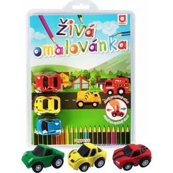 omalovánky RAPPA Živá omalovánka Závodní auta 3ks zpětný chod