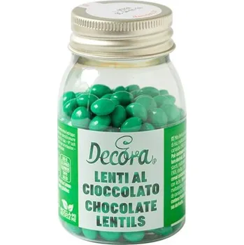 Jedlá dekorace na dort Decora čokoládové mini lentilky zelené (80 g)