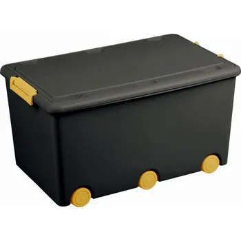 koupací vanička Tega Baby Velká kolečková přepravka Grafit se žlutou 60l