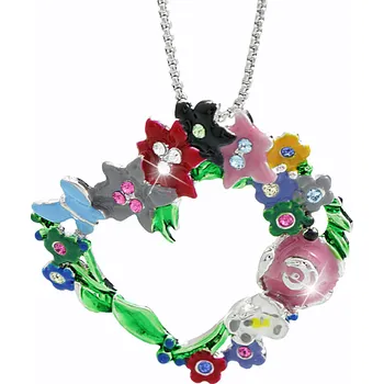 Módní doplněk JSB bijoux s.r.o. Náhrdelník z bižuterní slitiny srdce s barevným smaltem a krystaly Swarovski Multi