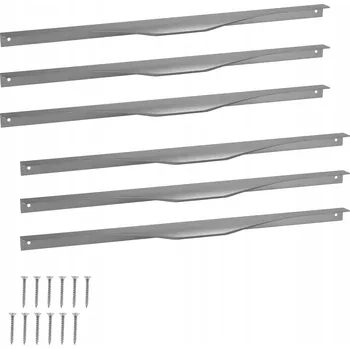 Nábytkové kování Úchytka nábytková hranová hliníková stříbrná 436 mm, 6 kusů