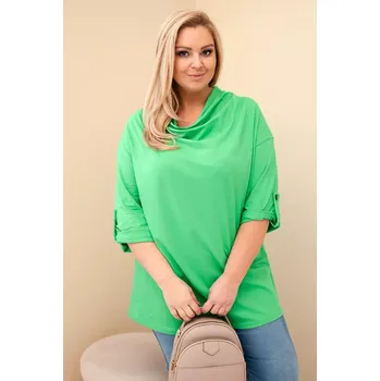 Dámská halenka Kesi Włoski Dámská halenka Plus Size s bavlnou volného střihu s vodním výstřihem světle zelená Kesi Włoski modrá | krémová | světle zelená 3507527