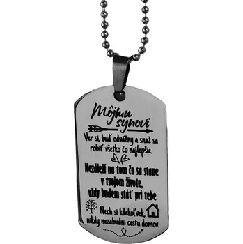 Přívěsek Nerezový přívěsek Tag - "Mému synovi" Slovenská verzia