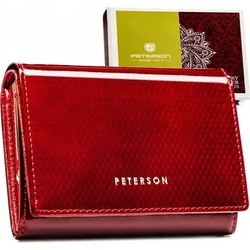 Portfel damski skórzany lakovaná červenou barvou jako dárek Peterson